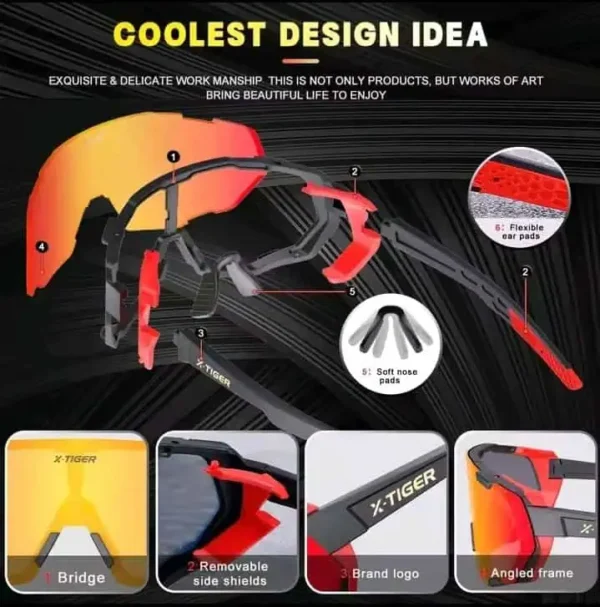 X-TIGER Gafas de Sol Deportivas Polarizadas 5 Lentes - Imagen 6